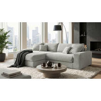 ECKSCHLAFSOFA  KAMIL Beige Cord  - Beige/Schwarz, MODERN, Kunststoff/Textil (180/297cm) - Livetastic