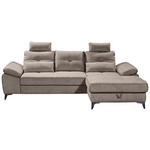 ECKSOFA Sandfarben Mikrovelours  - Sandfarben/Chromfarben, KONVENTIONELL, Kunststoff/Textil (270/170cm) - Carryhome