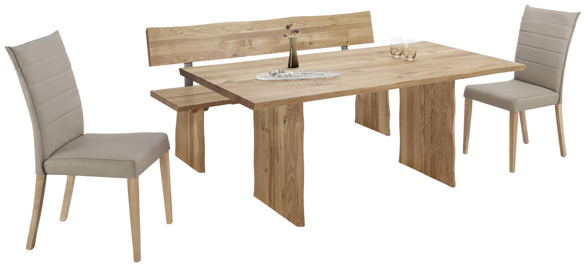 SITZBANK 180/87/46 cm Eichefarben Wildeiche massiv  - Eichefarben, Design, Holz/Metall (180/87/46cm) - Linea Natura