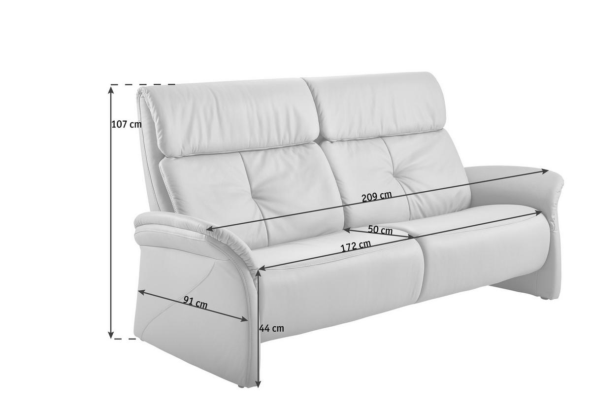 SITZGARNITUR in Echtleder Creme  - Creme/Schwarz, Konventionell, Leder/Kunststoff (209/107/91cm) - Himolla Komfortklass