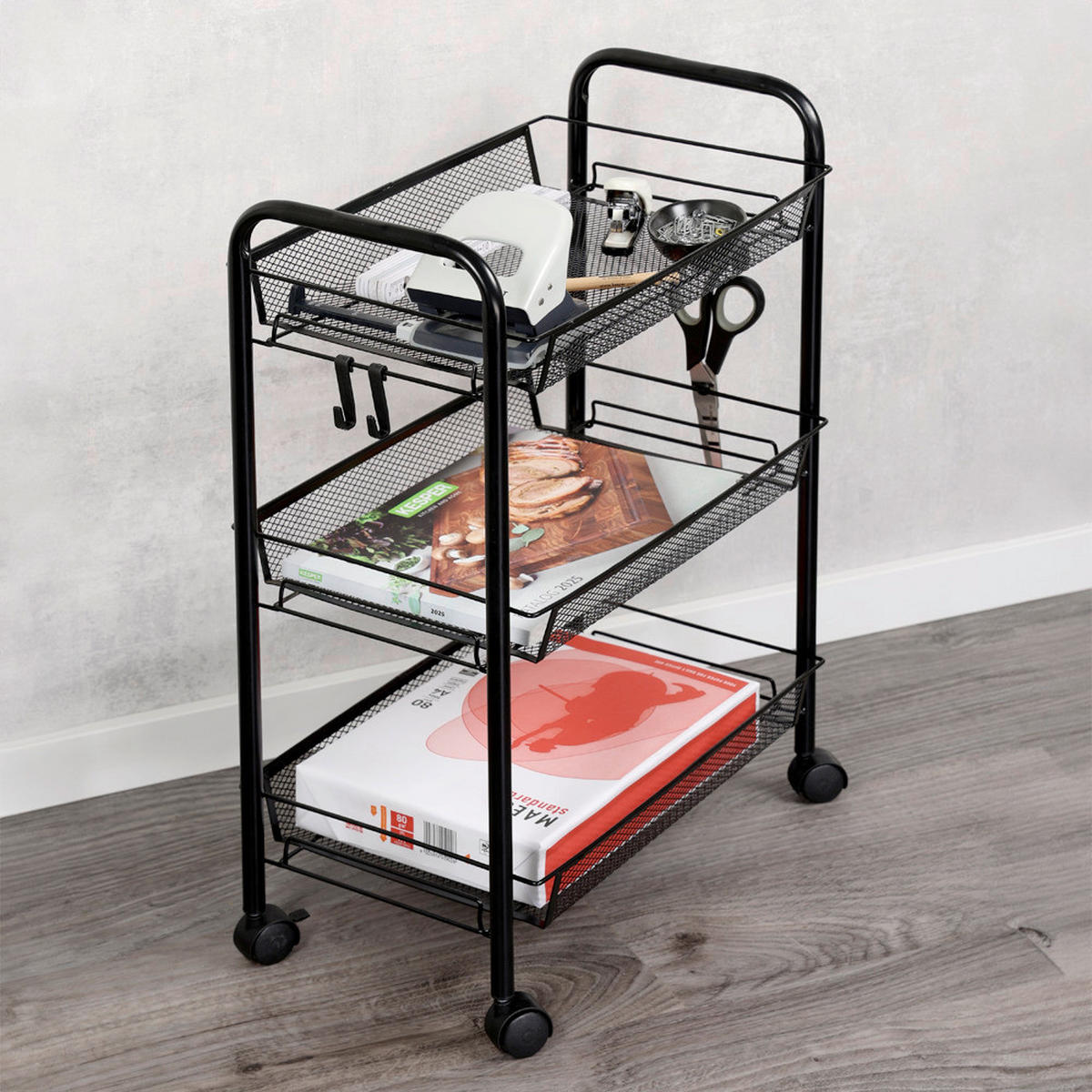 SERVIERWAGEN Schwarz  - Schwarz, Basics, Metall (26/44/63.5cm) - Kesper