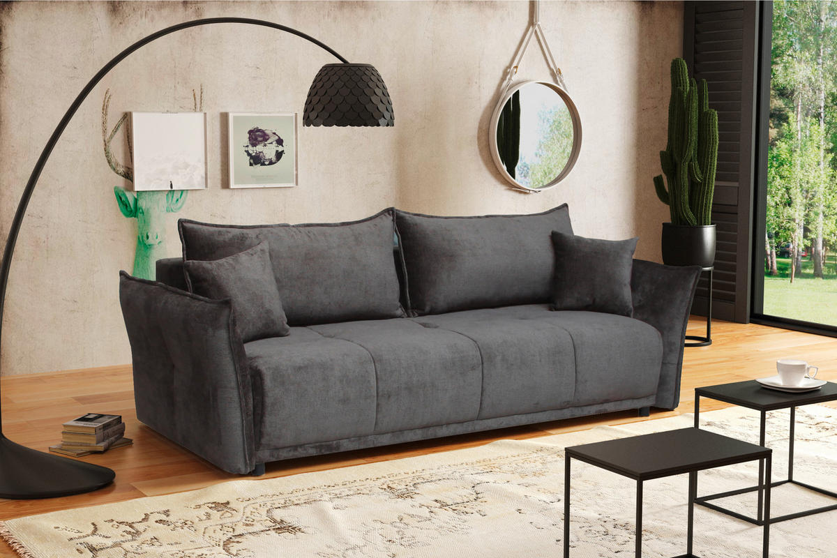BOXSPRINGSOFA  mit Stoffauswahl, Liegefunktion, Schlafen auf Sitzhöhe, Rücken echt Chenille Dunkelgrün  - Dunkelgrün/Schwarz, MODERN, Kunststoff/Textil (235/95/108cm) - Hom`in