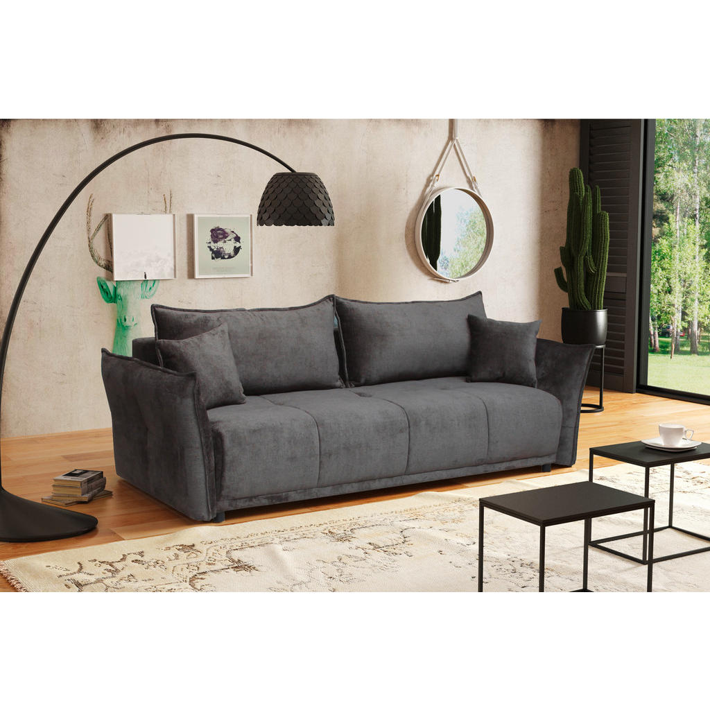 Thumbnail - Hom`in Boxspringsofa, Dunkelgrün, Textil, 3-Sitzer, Füllung: Schaumstoff, 235x95x108 cm, Stoffauswahl, Liegefunktion, Sc...