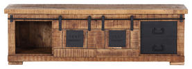 LOWBOARD Mangoholz massiv Naturfarben, Schwarz  - Schwarz/Naturfarben, KONVENTIONELL, Holz/Holzwerkstoff (160/50/45cm) - Landscape