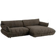ECKSOFA  in Flachgewebe Dunkelbraun  264/185 cm  - Dunkelbraun/Schwarz, Design, Kunststoff/Textil (264/185cm) - Belluti