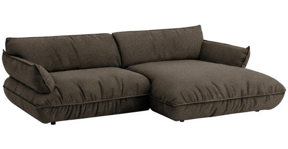 ECKSOFA  in Flachgewebe Dunkelbraun  264/185 cm  - Dunkelbraun/Schwarz, Design, Kunststoff/Textil (264/185cm) - Belluti