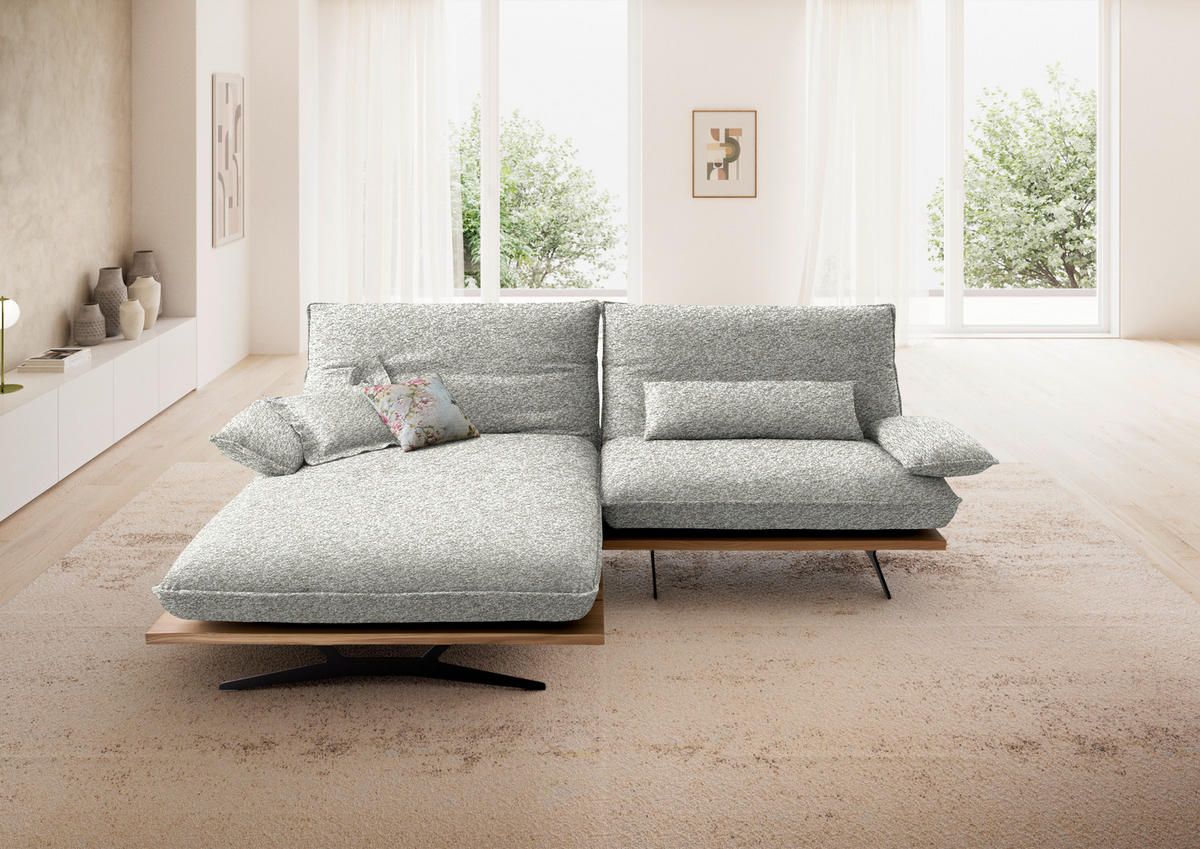 ECKSOFA Chenille, Flachgewebe Wildeiche, Ecru  - Wildeiche/Ecru, Design, Holz/Textil (161/284cm) - Koinor