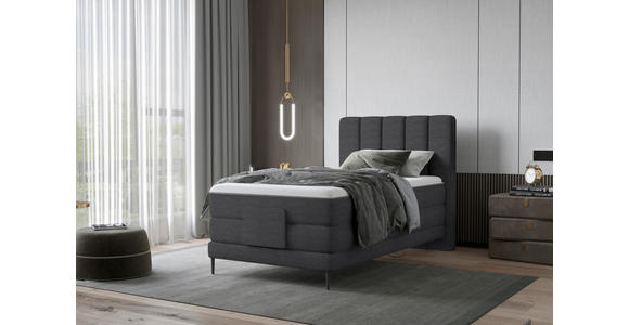 BOXSPRINGBETT 100/200 cm in Dunkelgrau - Dunkelgrau/Schwarz, Natur, Textil/Metall (100/200cm) - Esposa