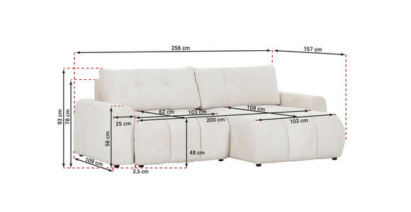 ECKSOFA in Flachgewebe Braun  - Schwarz/Braun, KONVENTIONELL, Kunststoff/Textil (256/157cm) - Carryhome