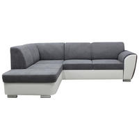 ECKSOFA Grau, Weiß Velours  - Silberfarben/Weiß, Design, Kunststoff/Textil (196/255cm) - MID.YOU