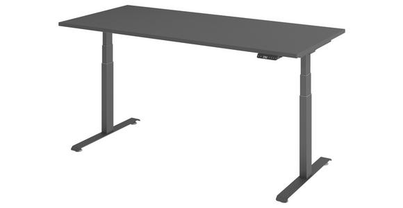 SCHREIBTISCH höhenverstellbar  - Graphitfarben, KONVENTIONELL, Holzwerkstoff/Metall (180/80/64,5-129,5cm) - Venda