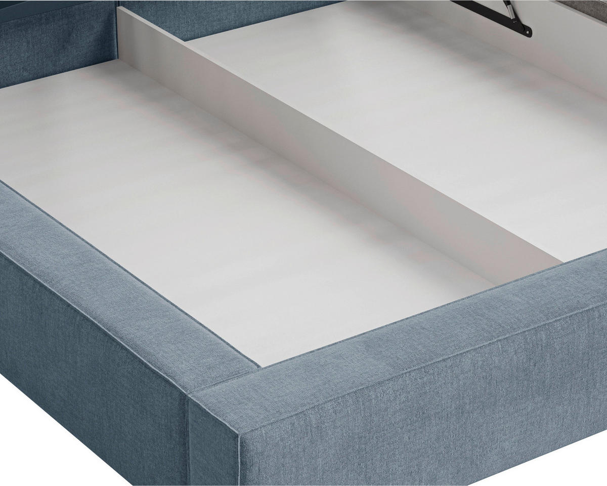 POLSTERBETT Bettkasten Blau 140/200 cm  - Blau/Schwarz, MODERN, Holz/Kunststoff (140/200cm) - MID.YOU