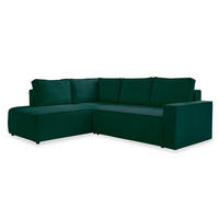 ECKSOFA in Cord Dunkelgrün  - Dunkelgrün/Schwarz, Design, Kunststoff/Textil (194/247cm) - MID.YOU