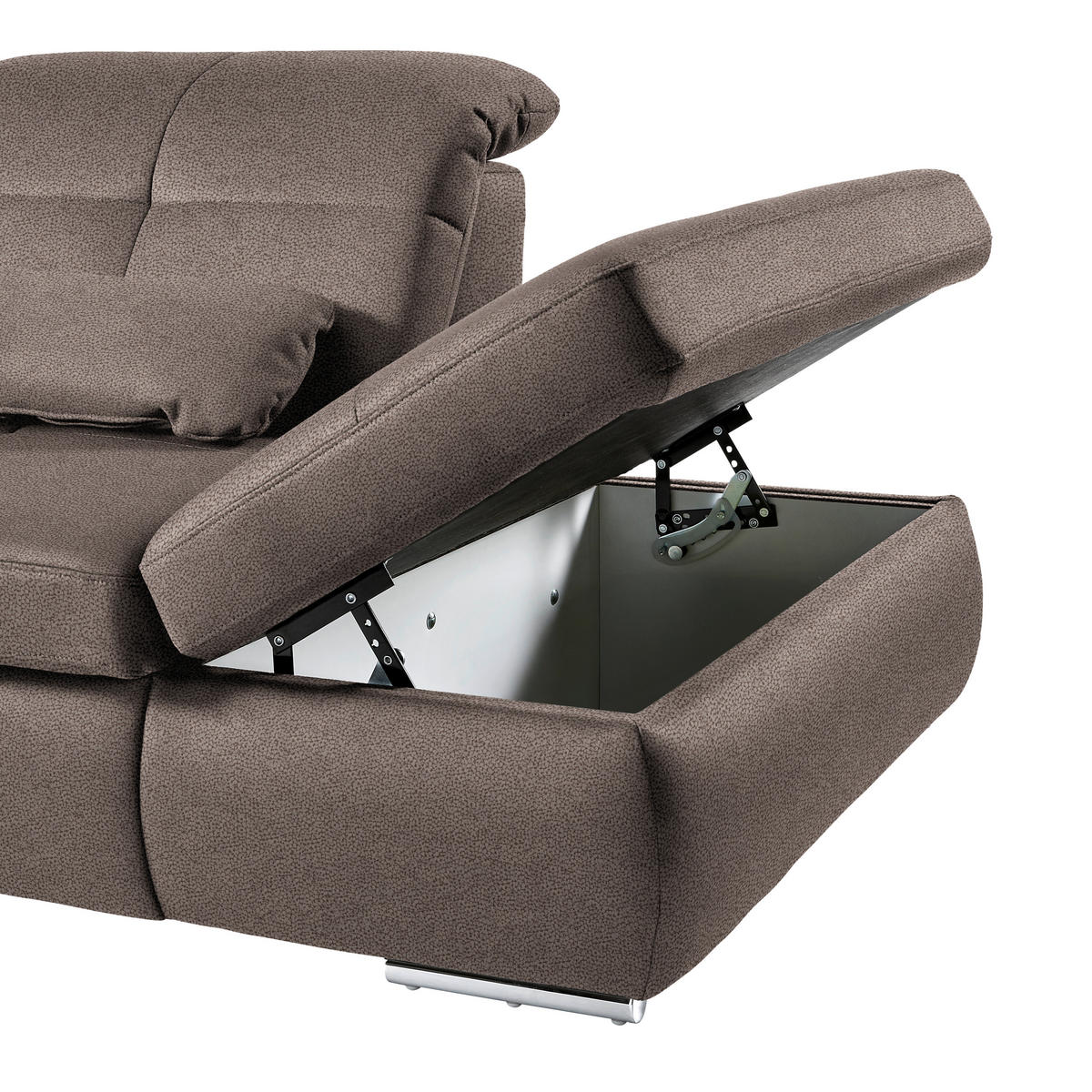 WOHNLANDSCHAFT  in Mikrofaser Graubraun  - Chromfarben/Graubraun, Design, Textil (195/371/260cm) - Beldomo Style