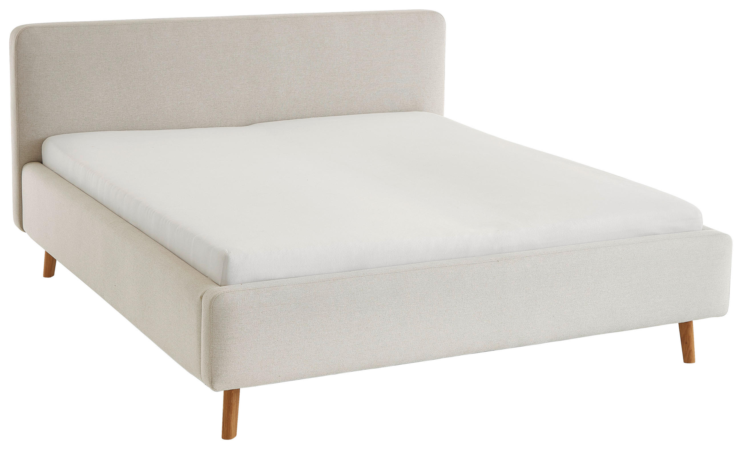POLSTERBETT 160/200 cm,  in Beige, Lattenrost, Bettkasten,  - Eichefarben/Birkefarben, Design, Holz/Textil (160/200cm) - Xora