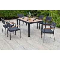 GARTENTISCHGRUPPE beschichtet Aluminium  - Graphitfarben/Grau, KONVENTIONELL, Kunststoff/Textil - Gardenson