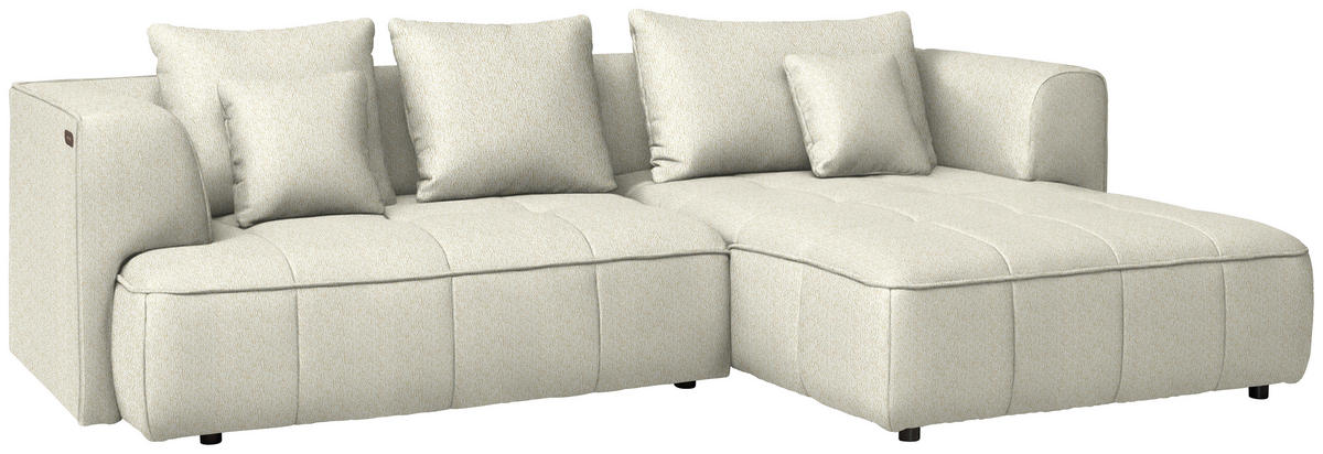 ECKSOFA Webstoff Creme  - Creme/Schwarz, Design, Kunststoff/Textil (288/188cm) - Welnova