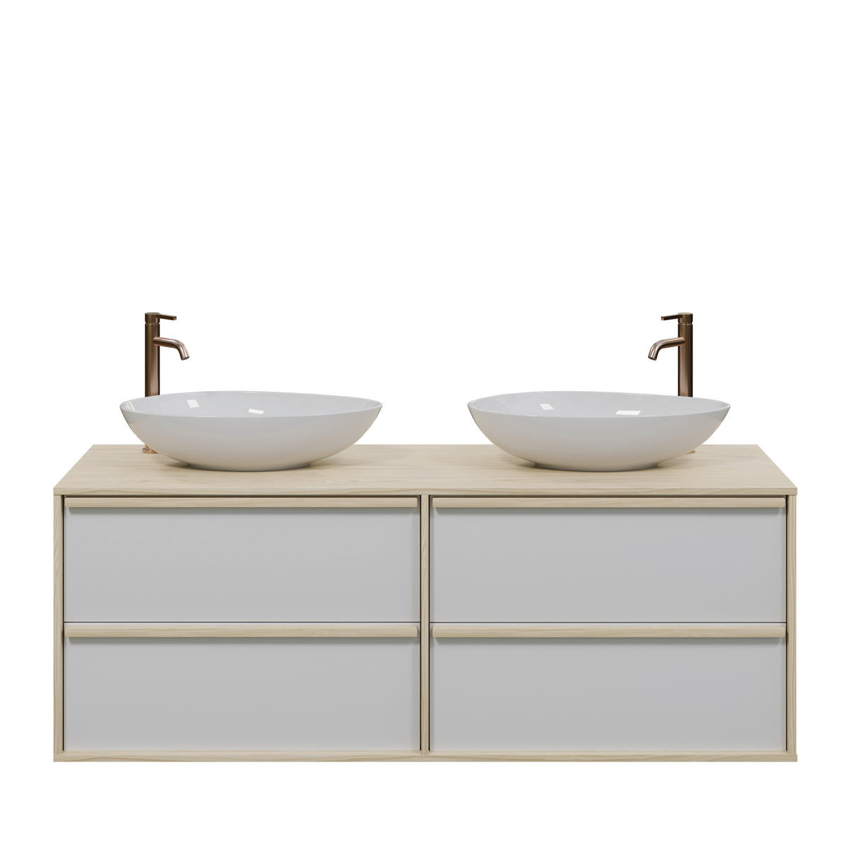 WASCHTISCHKOMBI 165,1 cm  - Eichefarben/Weiß, MODERN, Holz/Keramik (165,1cm) - Celina Home