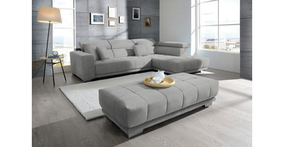 ECKSOFA  in Mikrofaser Hellgrau  301/207 cm  - Chromfarben/Hellgrau, Design, Textil/Metall (301/207cm) - Xora