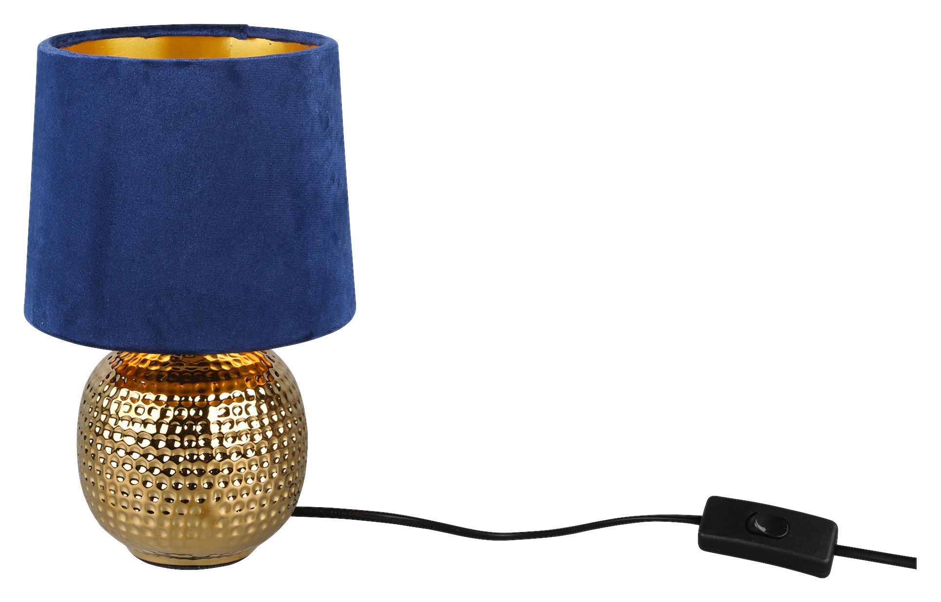 BORDSLAMPA 16/26 cm   - blå/guldfärgad, Design, textil/keramik (16/26cm) - P & B