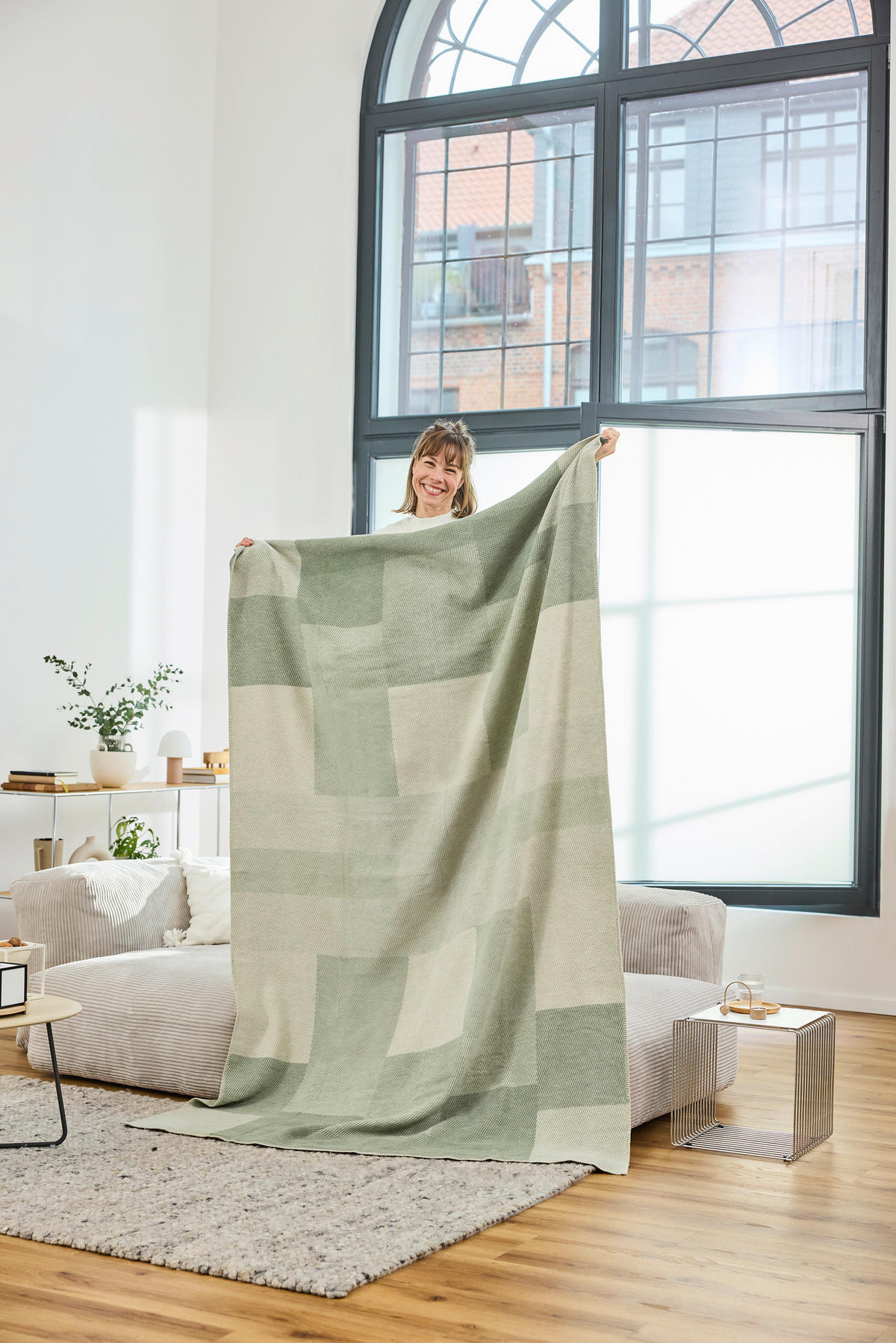 DECKE VIESTE 140/200 cm  - Salbeigrün/Thymiangrün, Basics, Textil (140/200cm) - Novel