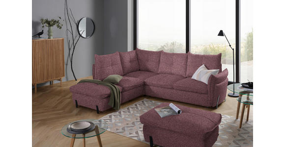 ECKSOFA in Bouclé Altrosa  - Schwarz/Altrosa, Design, Textil/Metall (220/250cm) - Xora