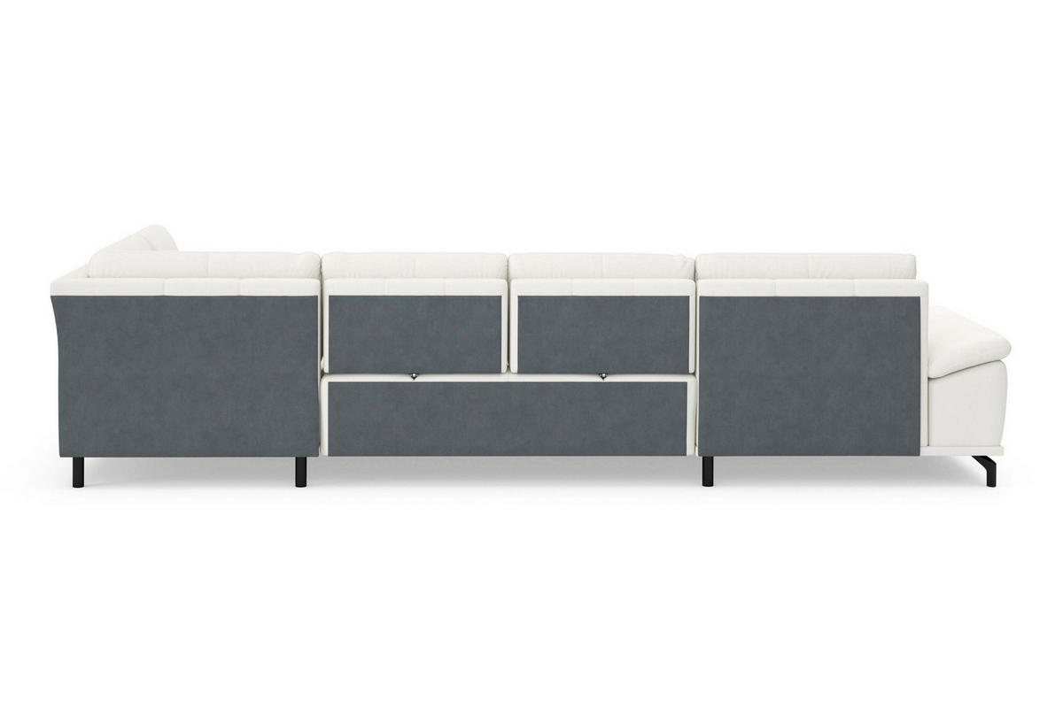 WOHNLANDSCHAFT  Echtleder Weiss  - Weiss/Schwarz, Basics, Leder/Textil (176/363/223cm) - Sit & More