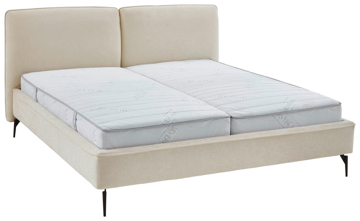 POLSTERBETT 200/200 cm  in Creme  - Creme/Schwarz, Modern, Textil/Metall (200/200cm) - Livetastic