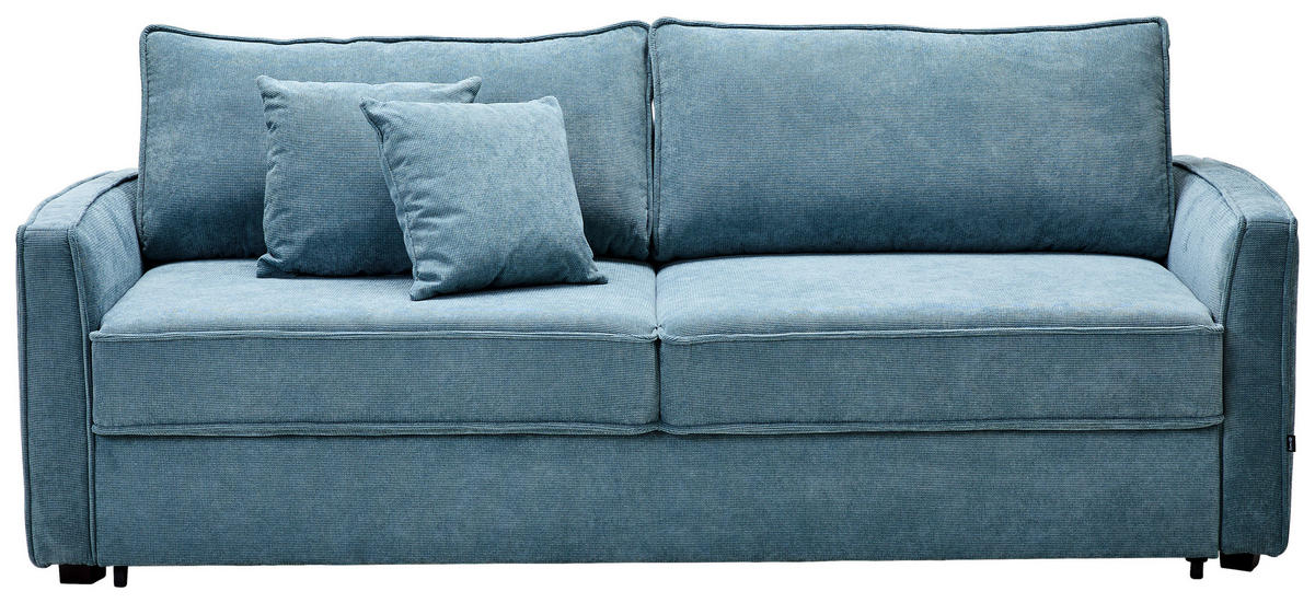 SCHLAFSOFA Jacquard Blaugrau  - Blaugrau/Schwarz, Design, Holz/Textil (242/75/110cm) - home24