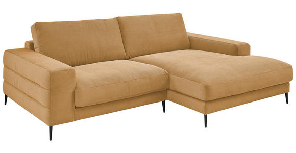 ECKSOFA in Feincord Gelb 253/177 cm - Gelb/Schwarz, Design, Textil/Metall (253/177cm) - Dieter Knoll
