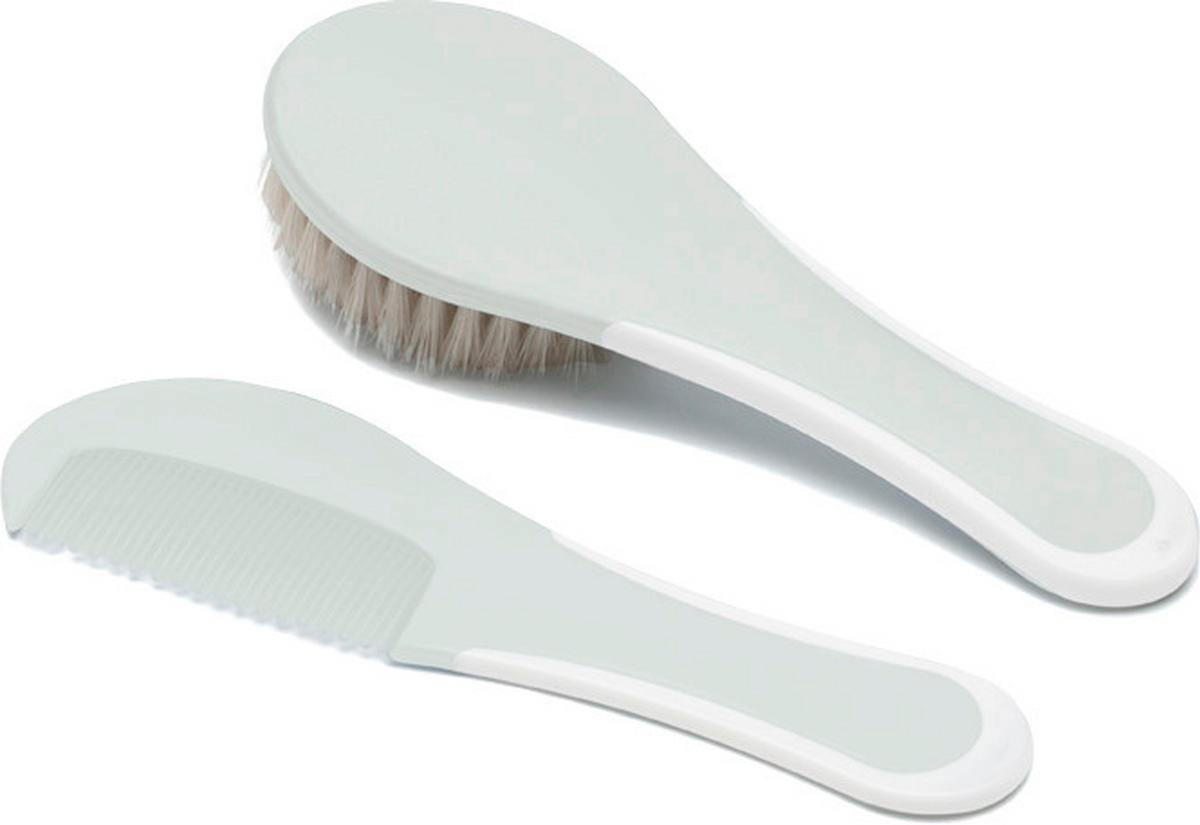 BABYKAMM UND BÜRSTE 2tlg. Fabulous   - Pastellgrün/Weiß, Trend, Kunststoff/Textil (5,6/16,4cm) - Bebe Jou