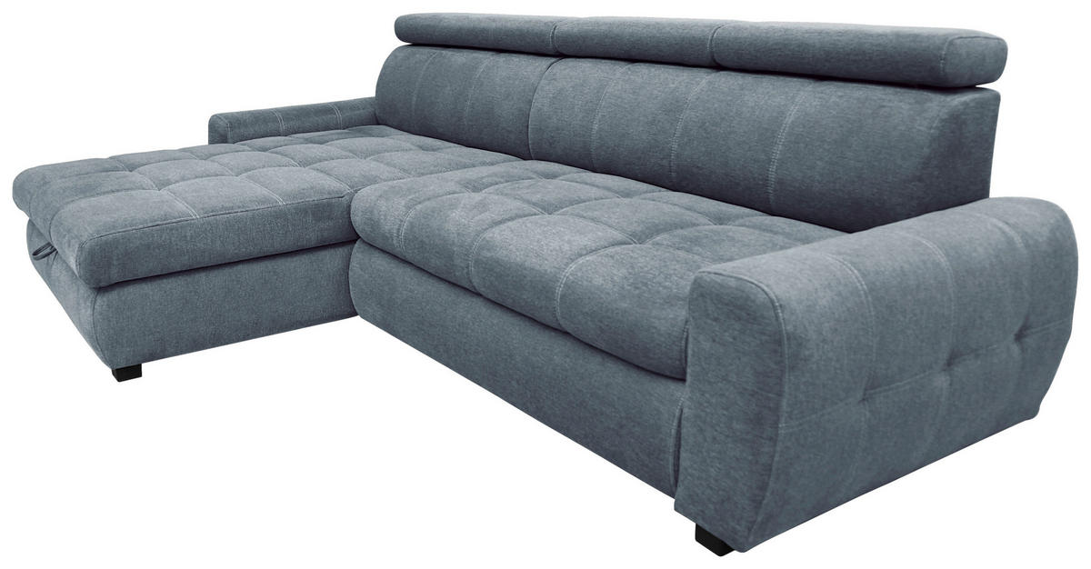 ECKSOFA inkl.Funktionen Hellblau Webstoff  - Schwarz/Weiß, Design, Kunststoff/Textil (276/173cm) - Stylife