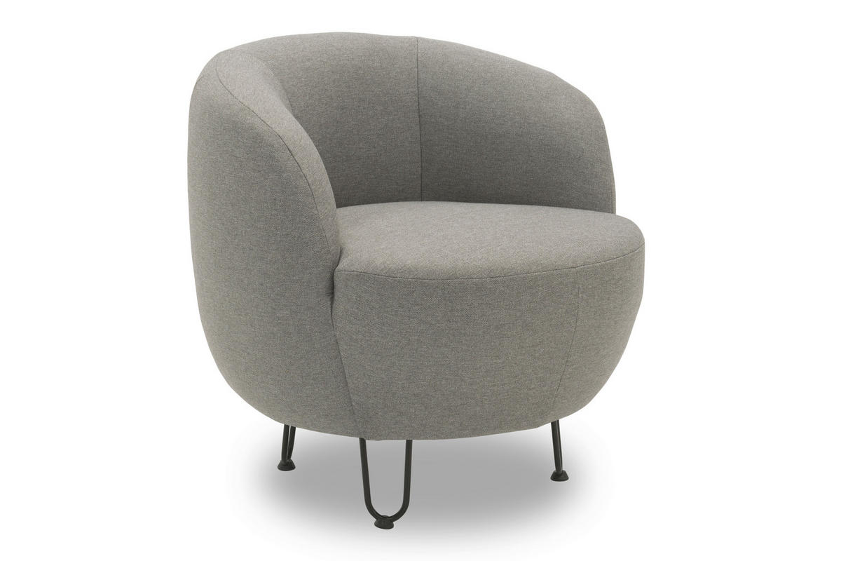 SESSEL Webstoff Hellgrau    - Hellgrau/Schwarz, Design, Textil/Metall (72/74/76cm) - MID.YOU