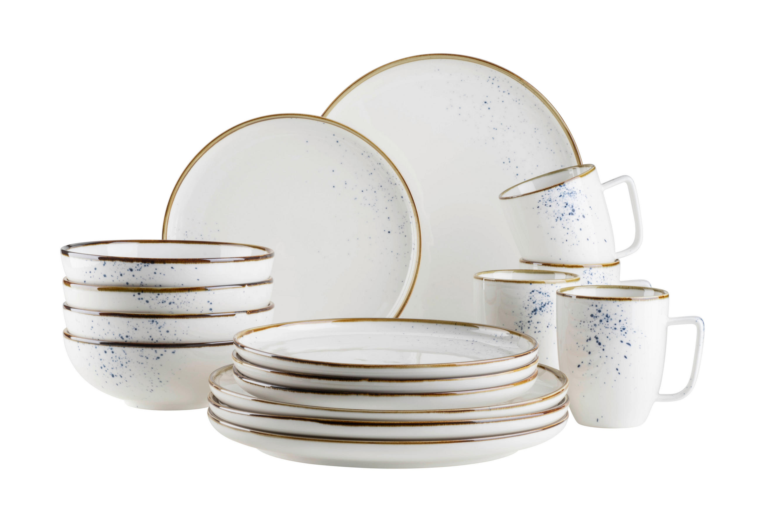 KOMBISERVICE 16-teilig  - Blau/Weiß, Basics, Keramik - Mäser