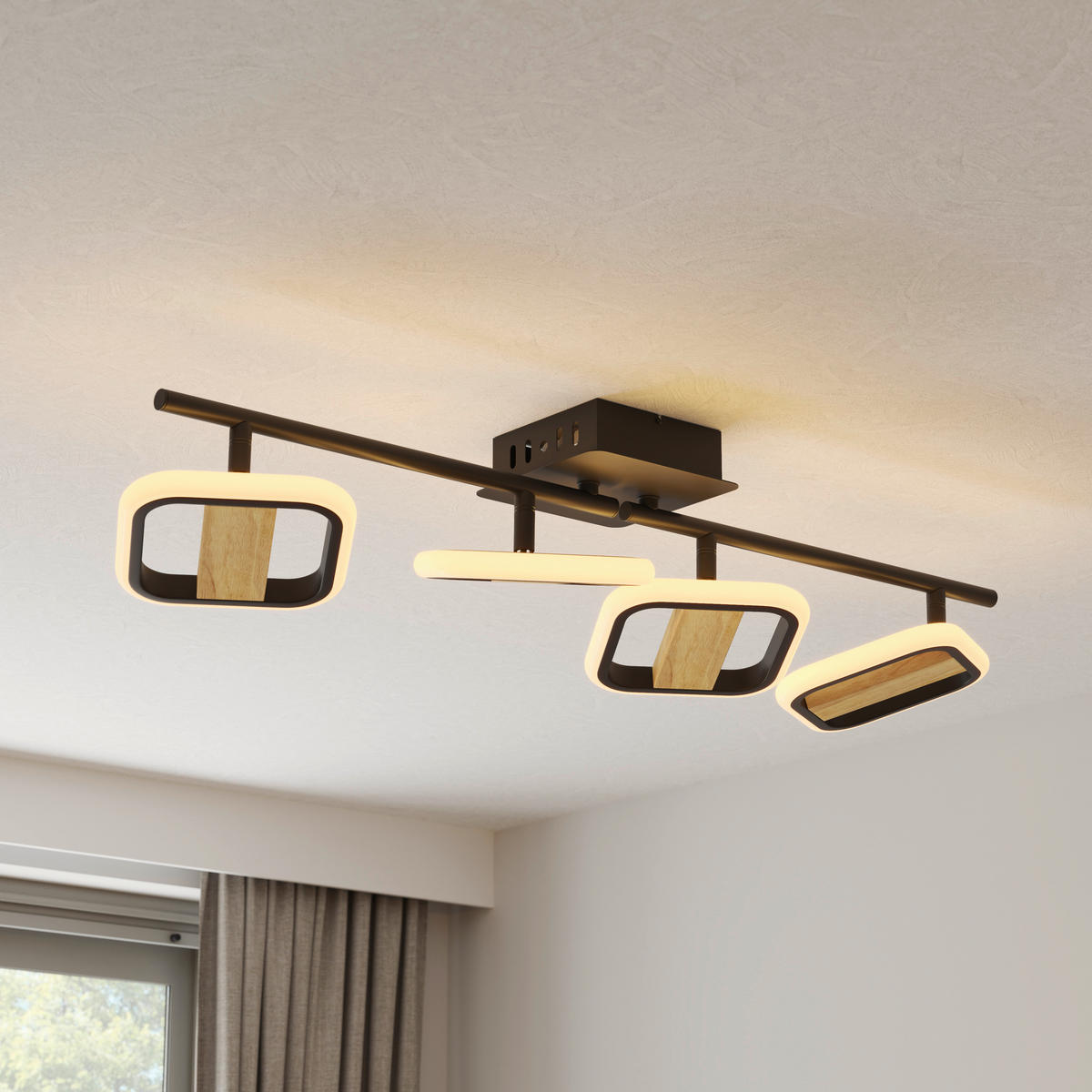 LED-STRAHLER Miriam 68/13,5/12 cm   - Eschefarben/Schwarz, Design, Holz/Kunststoff (68/13,5/12cm) - Novel