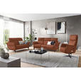 TRAPEZSOFA in Echtleder Cognac  - Cognac/Schwarz, KONVENTIONELL, Leder/Metall (221/103/95cm) - Dieter Knoll