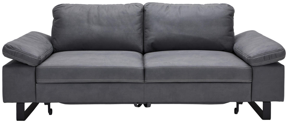 2,5-SITZER in Mikrofaser Grau  - Beige/Schwarz, Design, Textil/Metall (214/86/97cm) - Hom`in