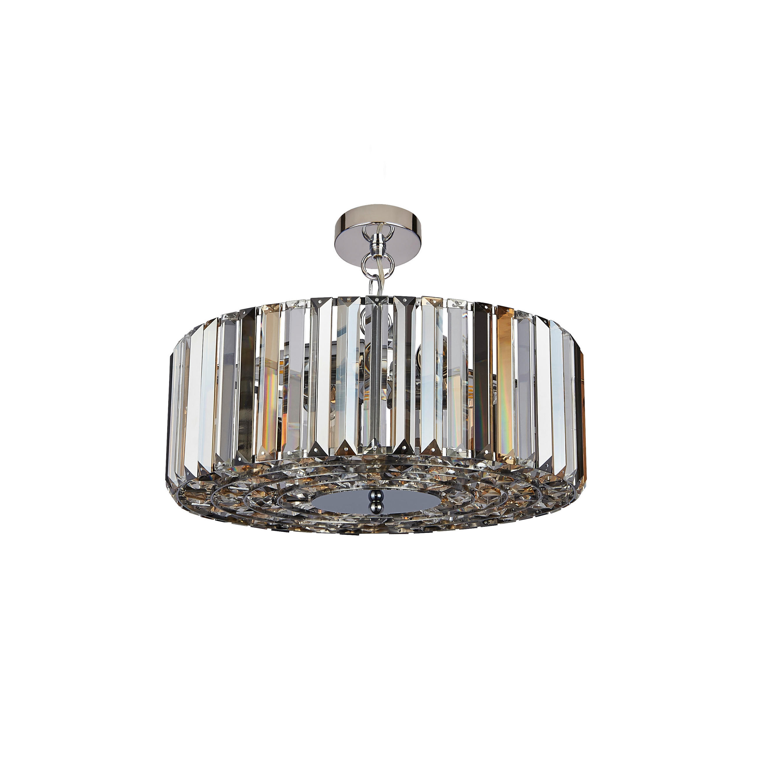 HÄNGELEUCHTE 42/136 cm - Chromfarben/Bernsteinfarben, KONVENTIONELL, Glas/Metall (42/136cm)
