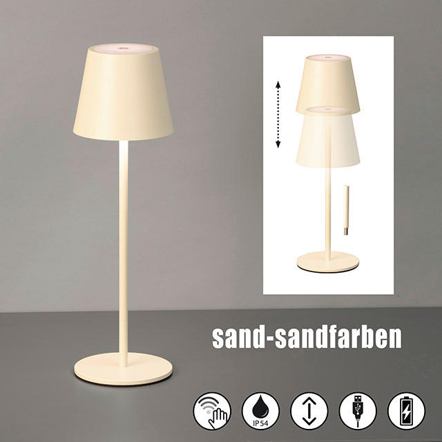 AKKU-TISCHLEUCHTE Viletto 11/28-36 cm   - Sandfarben/Limette, Design, Metall (11/28-36cm)