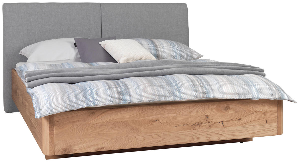 BETT 180/210 cm  in Grau, Eichefarben   - Eichefarben/Grau, Konventionell, Holz/Textil (180/210cm) - Valnatura