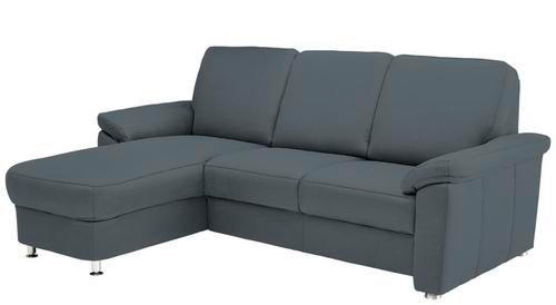 ECKSOFA Blau Flachgewebe  - Chromfarben/Blau, KONVENTIONELL, Textil/Metall (163/220cm) - Beldomo System