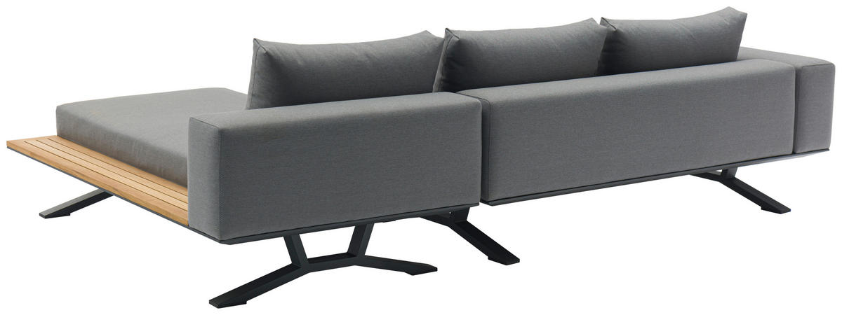 LOUNGEGARNITUR Teakholz massiv Aluminium  - Anthrazit/Naturfarben, Design, Holz/Textil (172/97/25cm) - Amatio