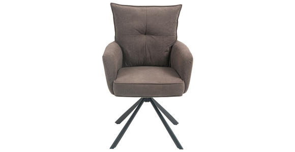 ARMLEHNSTUHL in Eisen Cord - Dunkelbraun/Schwarz, Design, Textil/Metall (60/95/67cm) - Novel