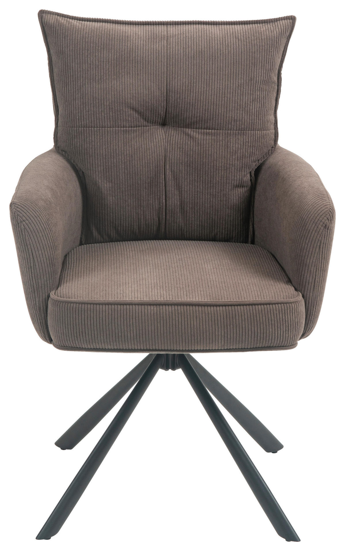 ARMLEHNSTUHL  in Eisen Cord  - Dunkelbraun/Schwarz, Design, Textil/Metall (60/95/67cm) - Novel