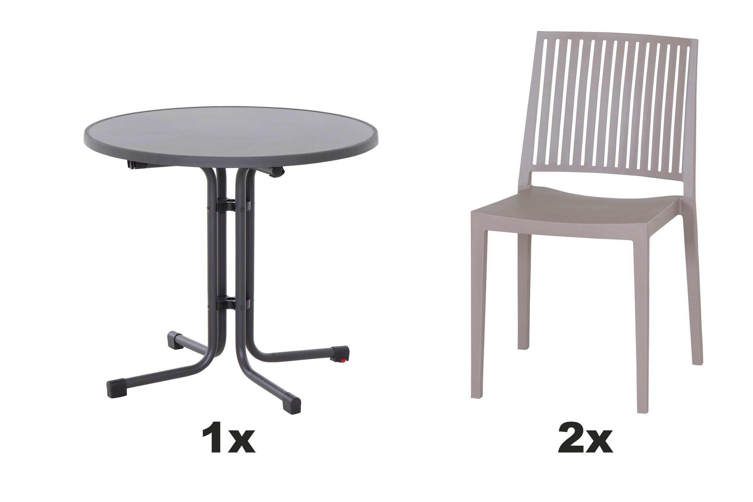 GARTENGARNITUR 3-teilig Stahl  - Taupe, Basics, Kunststoff/Metall (80/80/80cm) - Siena Garden