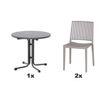GARTENGARNITUR 3-teilig Stahl  - Taupe, Basics, Kunststoff/Metall (80/80/80cm) - Siena Garden