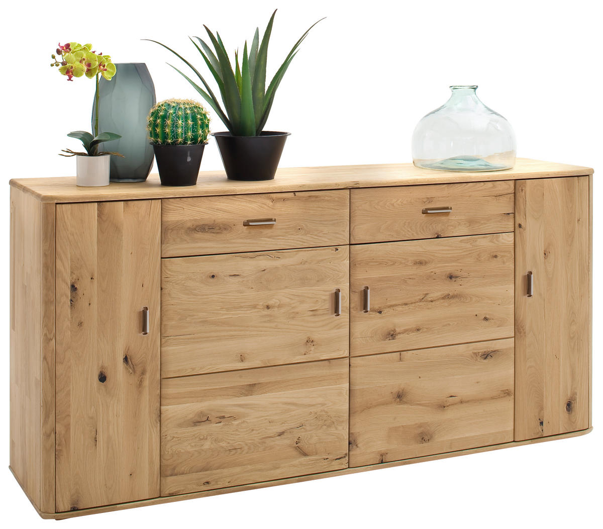 SIDEBOARD  in 186/90/44 cm  - Eichefarben/Silberfarben, Design, Holz/Metall (186/90/44cm) - Livetastic