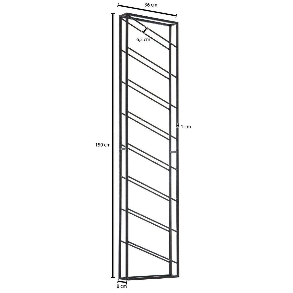 WEINREGAL 36/150/8 cm  - Schwarz, Design, Metall (36/150/8cm) - MID.YOU