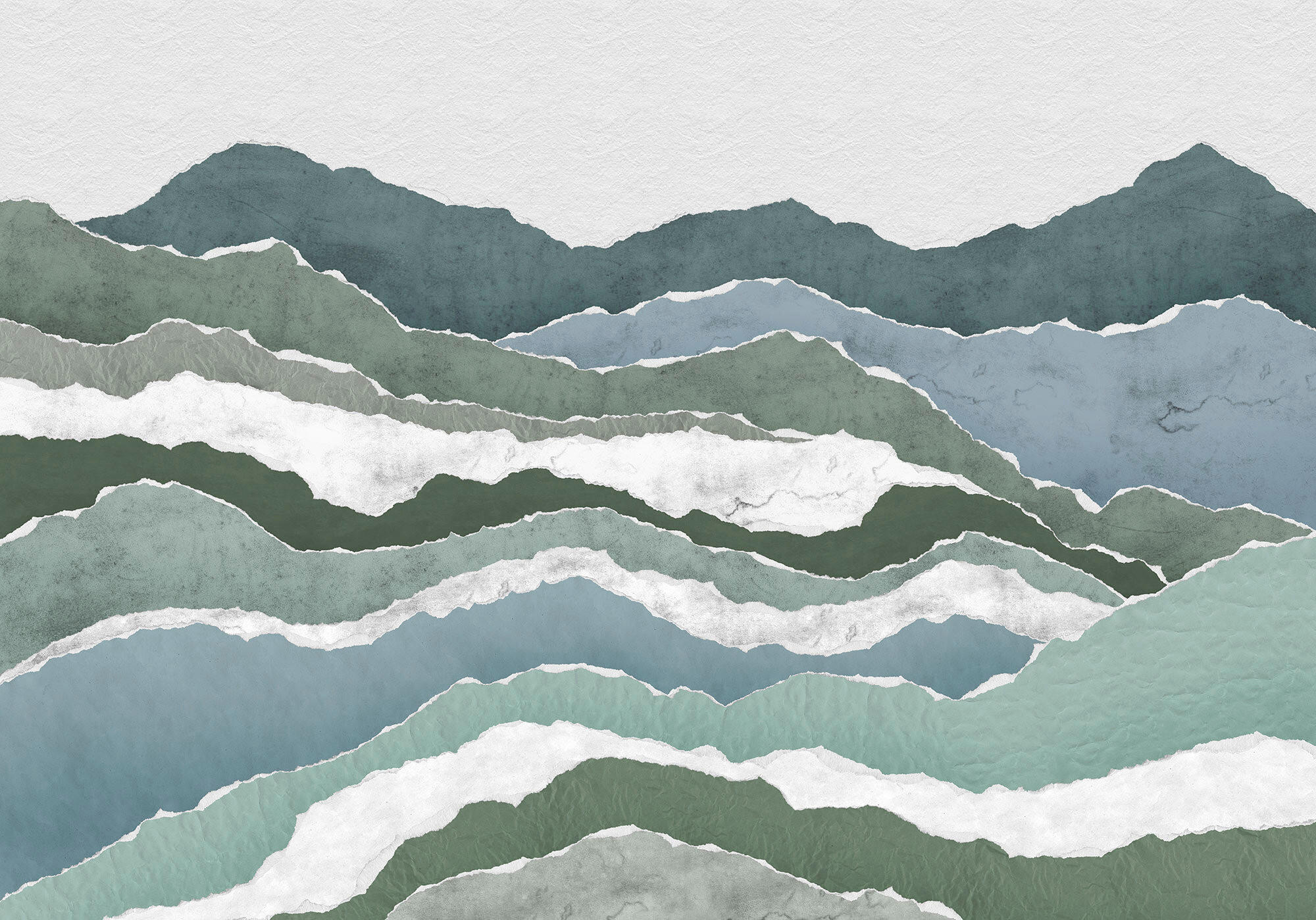 Xora Fototapete Blau, Grün, Weiß 400x280 cm