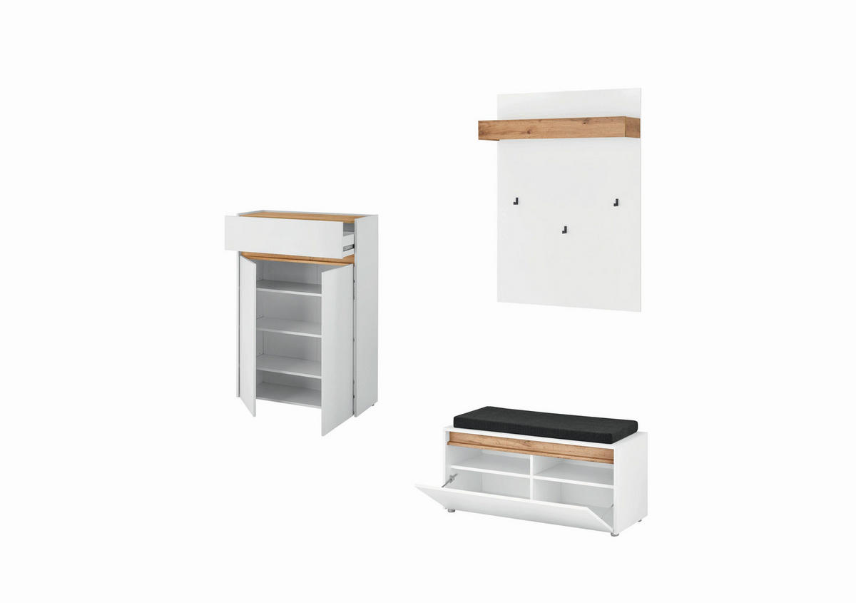 GARDEROBE 4-teilig  in 185/200/40 cm  - Eiche Wotan/Weiß, Design, Holzwerkstoff/Textil (185/200/40cm) - Modante